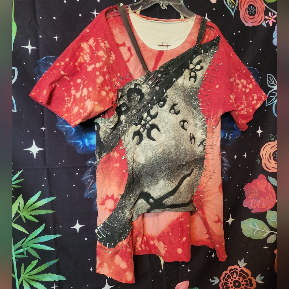 Bleached Gypsy Style Patchwork Handmade Punk Shirt - Picture 2 of 11